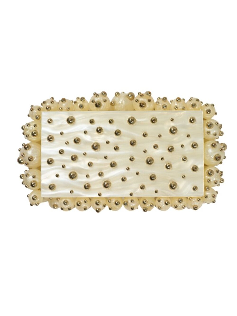 Cult Gaia Eos Clutch in Ivory & Shiny Brass